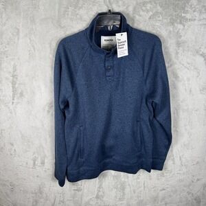 Sonoma‎ Sweater Mens Medium Blue Heather Supersoft Fleece 1/3 Snap Pullover NWT